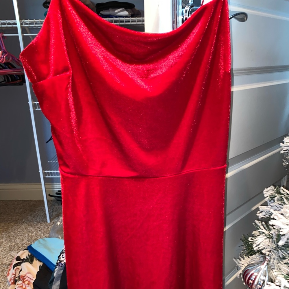 UO red velvet dress